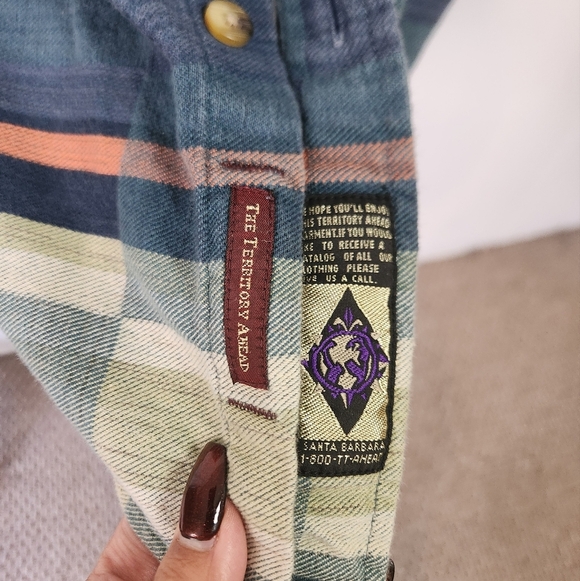 Territory Ahead Mens Long Sleeve Flannel Shirt Size XL Tall Blue Plaid Button Up - Picture 5 of 8